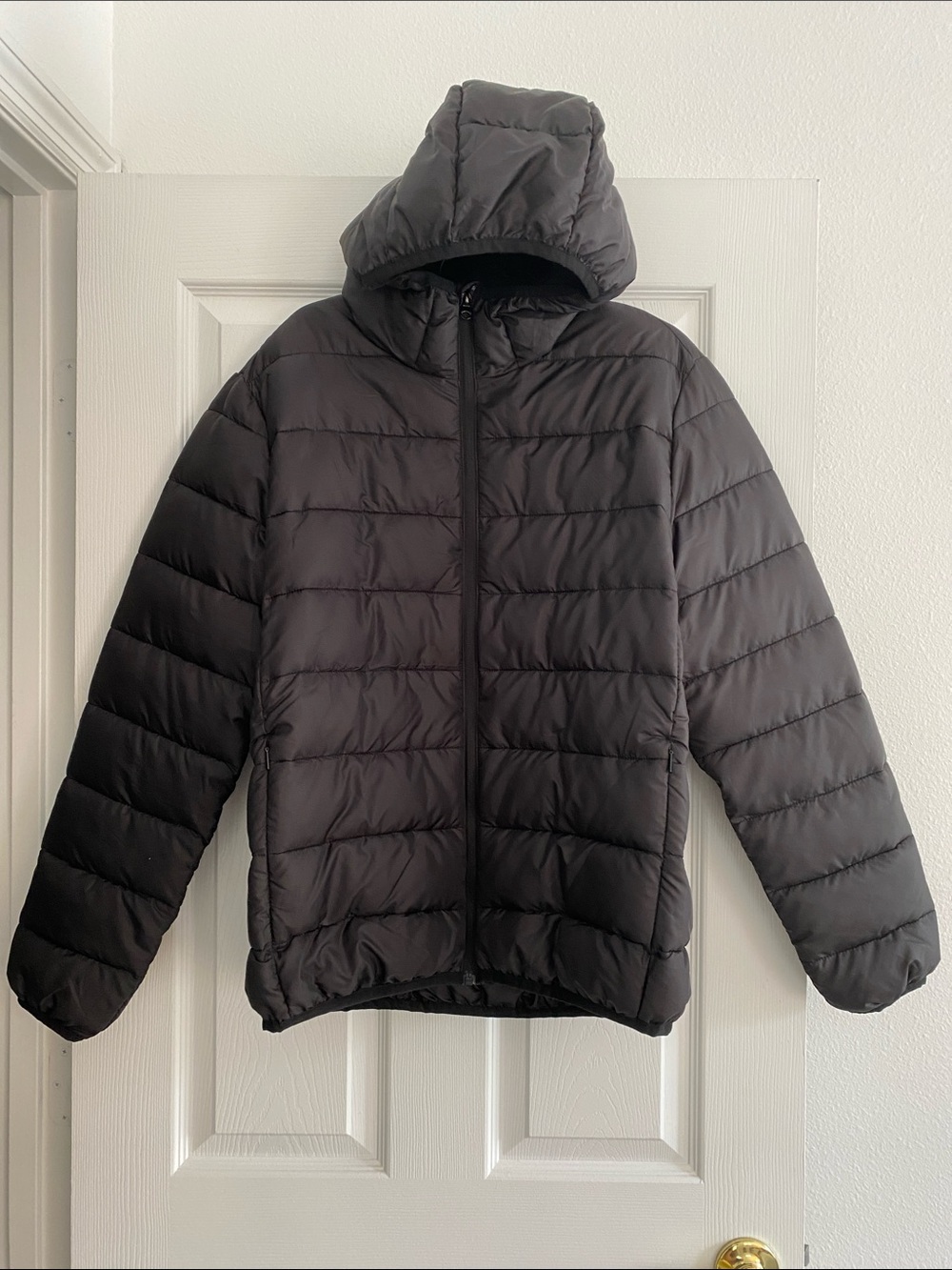 H&M Men's Black Hooded Puffer Jacket